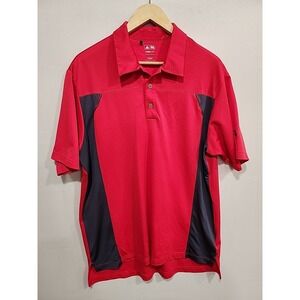 Adidas Climalite Golf‎ Polo Mens L Red/Gray Short Sleeve, Collar, Embroidered